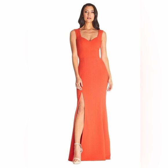 Dress the population Monroe Side Slit Gown maxi dress side slit poppy Red Sz S - Picture 5 of 14